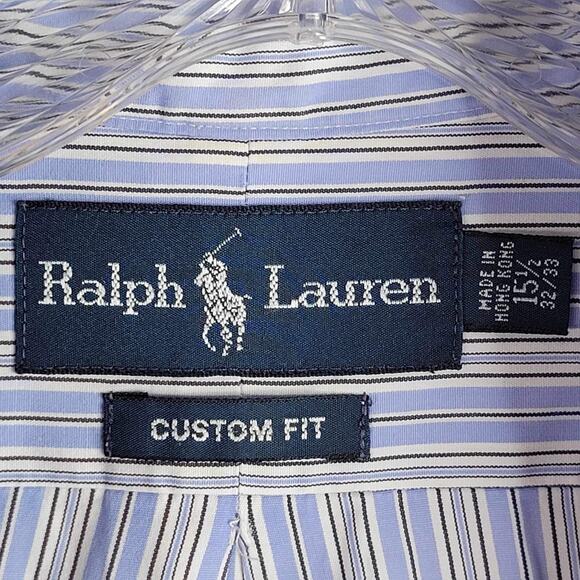 Polo Ralph Lauren Shirt Men's Size Medium 15.5 Blue Stripe LS Button Down - Picture 6 of 8